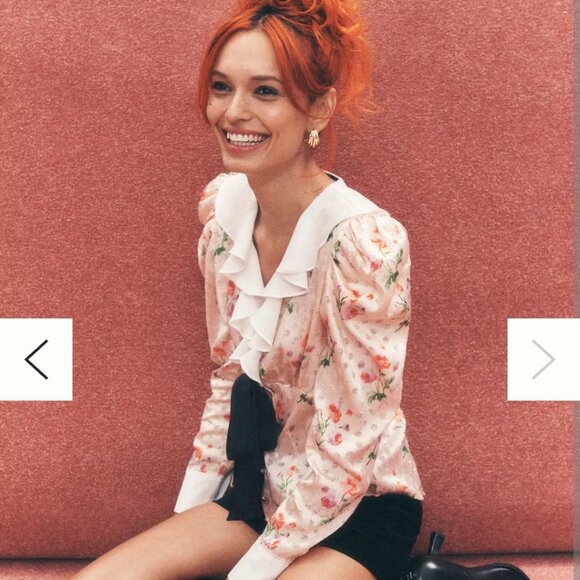 Maeve Long-Sleeve Ruffle-Front Blouse - Picture 4 of 5